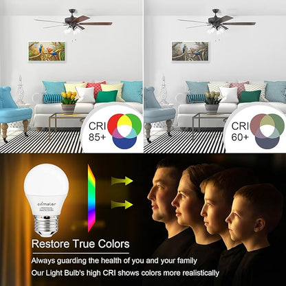 comzler LED Refrigerator Light Bulb, E26 LED Bulbs 60 Watt Equivalent, A15 Appliance Small Bulbs E26 Base with 4000K Natural White, Ceiling Fan Bulb, 600LM, Indoor Outdoor Light, Non-Dimmable, 8 Pack