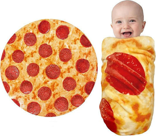 Jorbest Pizza Baby Blanket, 285 GSM Soft Flannel Pizza Swaddle Blanket Funny Gifts for Baby Shower Boys and Girls, Pepperoni Blanket for Toddler Newborn (Red, 36 inches)