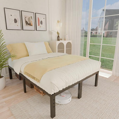 ALDRICH 14 Inch Metal King Size Bed Frame - Double Black Basic Steel Slats Platform, Easy Assembly Heavy Duty Noise Free Bedframes, No Box Spring Needed