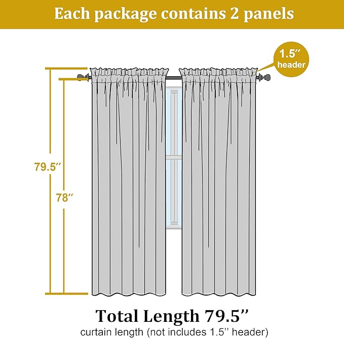 OWENIE White Sheer Curtains 78 inches Long 2 Panels Set, Sheer White Curtains for Living Room/Bedroom, Rod Pocket Voile Sheer Panel Drapes, 2pcs, Each 42" W x 78" L