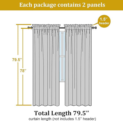 OWENIE Sheer Orange Curtains, Sheer Curtains 78 inch Length 2 Panels Set, Rod Pocket Voile Fimly Sheer Drapes for Living Room/Bedroom, 2pcs, Each 42" W x 78" L