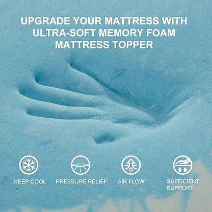 SINWEEK Mattress Topper Memory Foam Mattress Topper 1.5 Inch Queen Soft Mattress Pad for Pressure Relief, 5-Zone Design, CertiPUR-US Certified