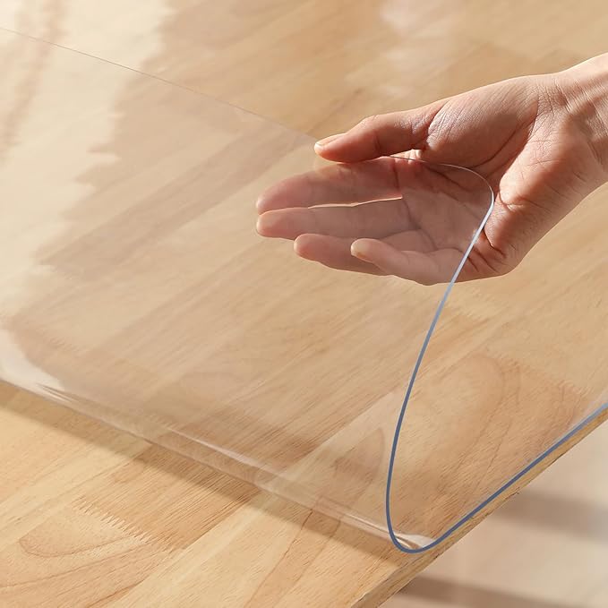 48 x 104 Inch 4FT Clear Plastic Dining Table Protector Tablecloth Desk Pad Mat Wooden Furniture Coffee Glass End Side Bar Table Cloths Top Protection Countertop Cover Waterproof Rectangular PVC Vinyl