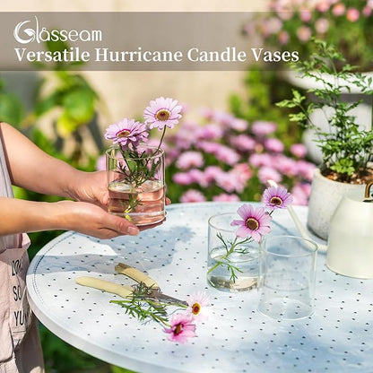 Glasseam Glass Hurricane Candle Holder Set of 12, Cylinder Pillar Candle Holders for Table, Modern Floating Candle Decorations, Clear Glass Cylinder Vase for Centerpieces Wedding Dining Table, 4inch