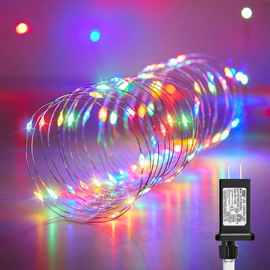 Fairy Lights Plug in, 33Ft 100 LEDs Waterproof Starry Firefly String Lights, Perfect for Crafts DIY Christmas Party Wedding Bedroom Indoor Decorations, Multicolored