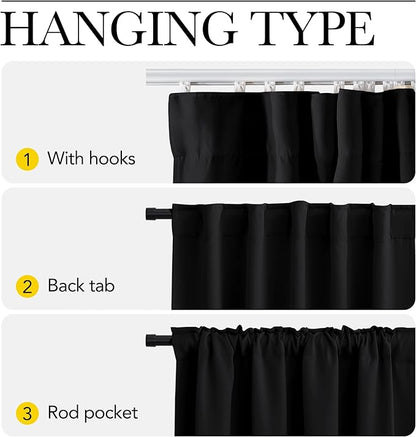 NICETOWN Blackout Curtain with Ceiling Track Set, W100 xL96 Room Divider Curtain for Sliding Door/Patio, Thermal Insulated Room Darkning Drape for Bedroom/Hospital Privacy, 1 Panel, Black