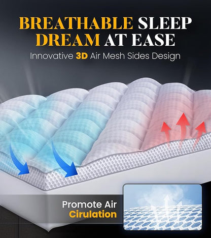 3 Inch Ultra-Fluffy Memory Foam Mattress Topper Twin for Back Pain, Extra Soft Pillow Top Twin Mattress Topper with 4X Support, Mattress Pad with Breathable Air Mesh Sides, 6-21'' Deep Pocket