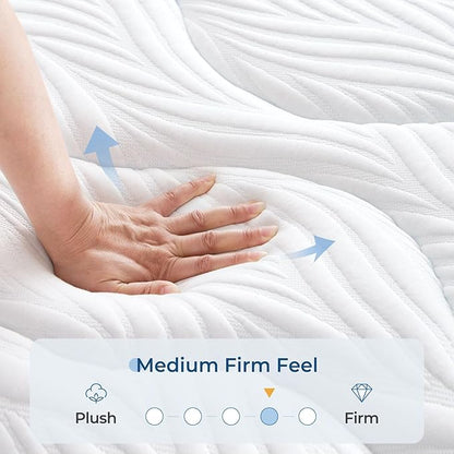 Vesgantti King Mattress, 12 Inch Hybrid King Size Mattress in a Box, Memory Foam and Individually Pocket Spring, Innerspring Mattress for Pressure Relief and Supportive, Medium Firm