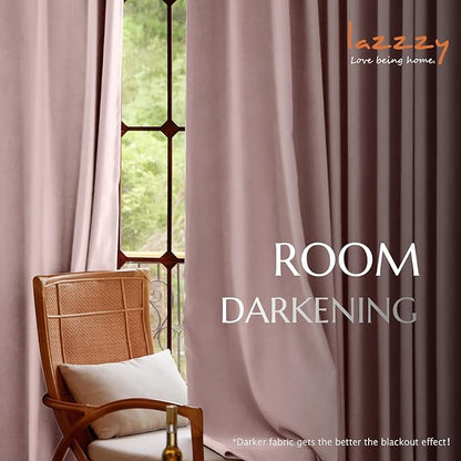 Lazzzy Velvet Blackout Curtains Thermal Insulated Room Window Drapes Super Soft Luxury Curtains for Living Room Bedroom Rod Pocket 2 Panels, Dusty Pink, 52" W x 90" L