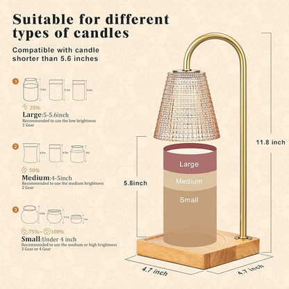 Amber Candle Warmer Lamp-Dimmable Candle Lamp with Timer, Christmas Birthday Gifts for Women, House Warming Gifts for New Home Bedroom Decor, Vintage Wax Warmer for Scented Wax