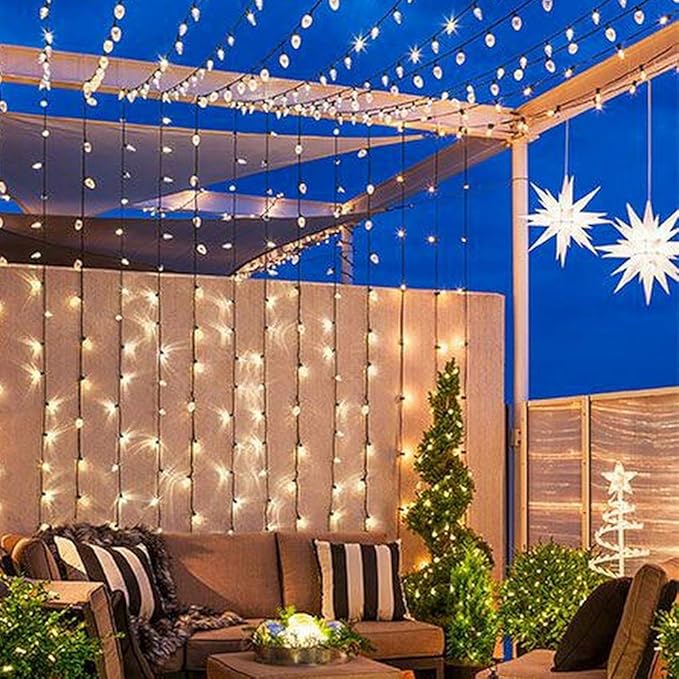 Brizled C9 Christmas Lights, 16ft 25 LED Faceted C9 Warm White Christmas Lights, Connectable Indoor Outdoor Xmas String Light, 120V UL Certified for Tree, Yard, Garden, Porch, Party & Holiday Decor