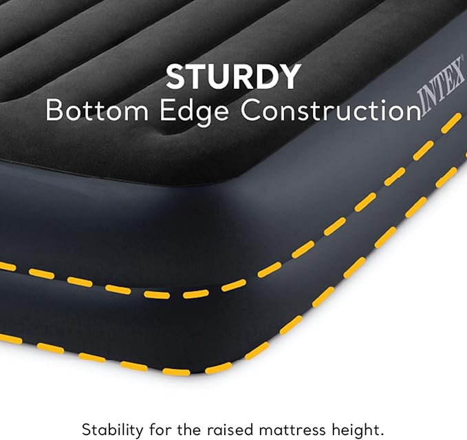 Intex Raised Airbed Mattress with Built-in Pump, Dura-Beam Plus Pillow, Twin - Portable Inflatable Luxury Blow-Up Bed for Adults, Camping, Guests