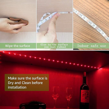 LED Strip with 24 Keys Remote Control, 2m Battery Powered Strip Lights for Party and DIY Decoration, 2 Pack