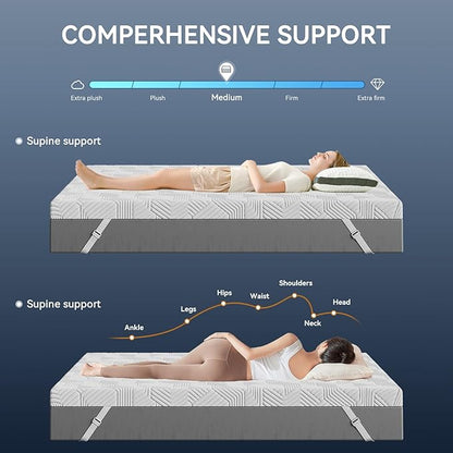 ELEMUSE 2 Inch Gel Memory Foam Mattress Topper King Size Pressure-Relieving Mattress Topper for Back Pain,Non-Slip Design with Removable & Washable Cover, CertiPUR-US