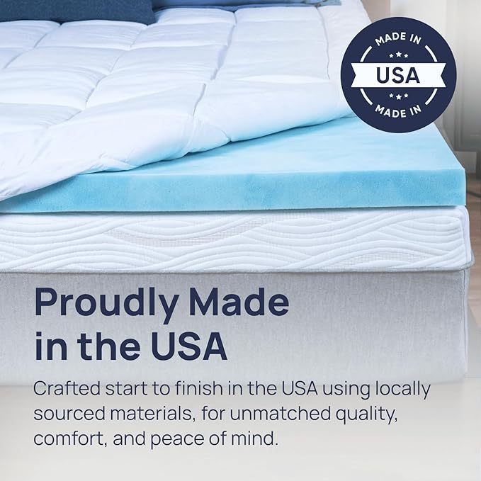 Sure2Sleep Gel Swirl Memory Foam Mattress Topper - 2 Inch, Pressure Relieving, Cooling Comfort - Made in The USA & CertiPUR-US Certified - Softens Firm Beds and Extends Mattress Life - Twin XL Size