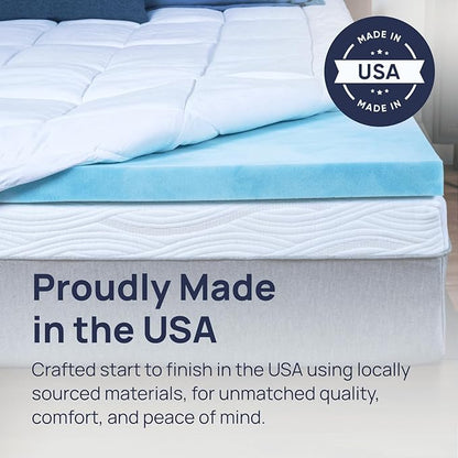 Sure2Sleep Gel Swirl Memory Foam Mattress Topper - 3 Inch, Pressure Relieving, Cooling Comfort - Made in The USA & CertiPUR-US Certified - Softens Firm Beds and Extends Mattress Life - King Size