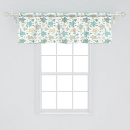 Ambesonne Turtles Window Valance Pack of 2, Illustration of Repeating Motifs of Animal Print in Assorted Tones, Rod Pocket Curtain Valances for Kitchen Bedroom, 54" X 18", Seafoam and Grey Yellow