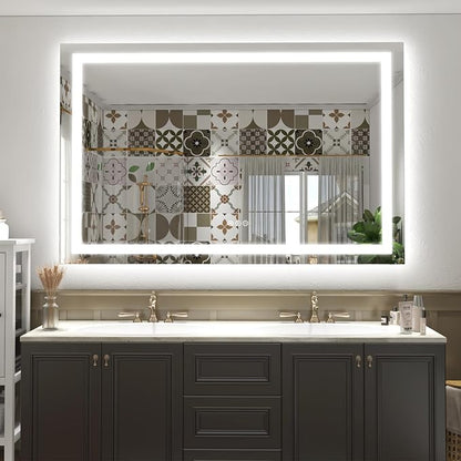 50x36 LED Lighted Bathroom Mirror for Wall, Large Vanity Mirror with Lights, Dimmable, Anti-Fog, Shatter-Proof, ETL Listed (Front + Backlit)