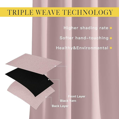 NICETOWN Light Block Window Curtains 84" Length - Home Fashion Thermal Insulated Solid Grommet Room Darkening Window Treatments for Hall Room, Blush Pink, 1 Pair, 52" Wide by 84" Long