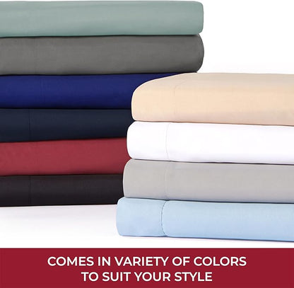 Mellanni RV Short Queen Sheets - 4 PC Iconic Collection Bedding - Hotel Luxury, Extra Soft, Cooling Bed Sheets - Deep Pocket up to 10 inch (RV/Short Queen, Blue Nova)