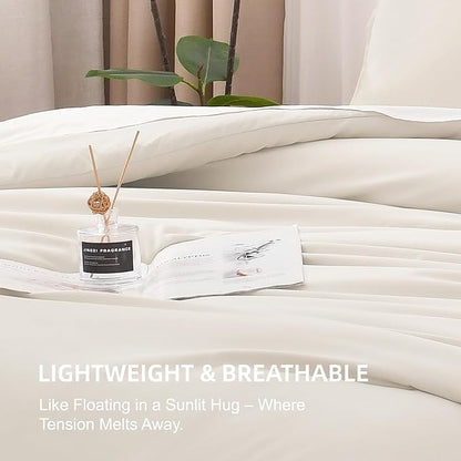 Litanika Comforter King Size Beige, 3 Pieces Lightweight Bedding Comforter Set, Down Alternative Comforter All Season Fluffy Bed Set Gift Choice