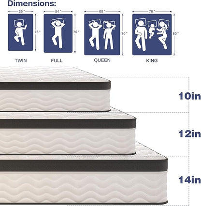 Queen Mattress,14 Inch Queen Size Mattresses in a Box, Memory Foam Mattress for Pressure Relief & Cool Sleep,CertiPUR-US Certified,Safe Foams & Fabric,Non-Fiberglass,Medium Firm,80" x 60"