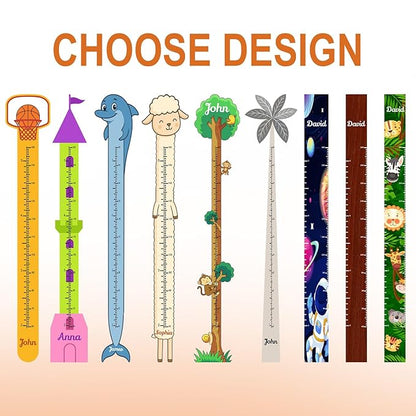 Personalized Growth Chart for Wall, Wooden Height Chart for Kids, Cute Height Measurement for Child/Girls/Boys, Baby and Toddler's Playroom/Kid's Room/Nursery Decor, Castle