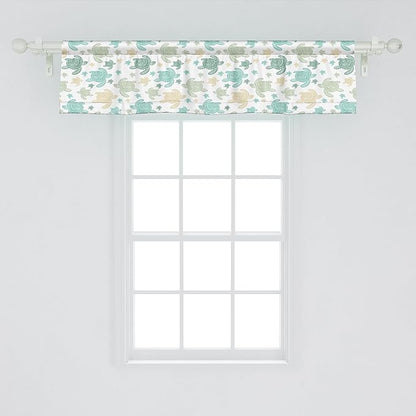 Ambesonne Turtles Window Valance, Illustration of Repeating Motifs of Animal Print in Assorted Tones, Curtain Valance for Kitchen Bedroom Decor with Rod Pocket, 42" x 12", Seafoam and Grey Yellow