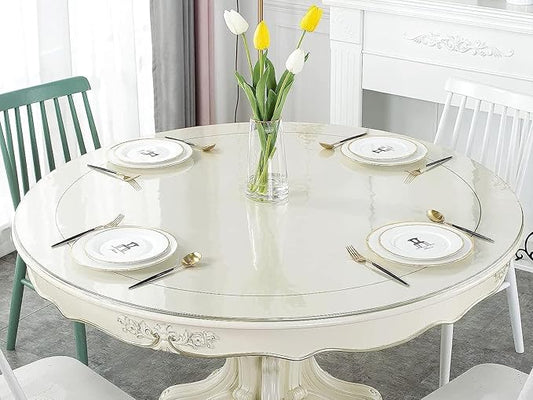 Deep Dream 1.5mm Thick 66 Inches Clear Round Table Protector, Round Table Cover, Tablecloth Protector, Table Protector for Dining Room Table & Office