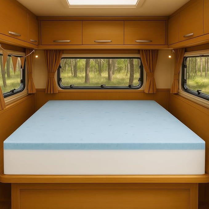 Foamma 8” x 30” x 75” Truck, Camper, RV Travel Visco Gel Memory Foam Bunk Mattress Topper, Made in USA, Comfortable, Travel Trailer, CertiPUR-US Certified, Cover Not Included