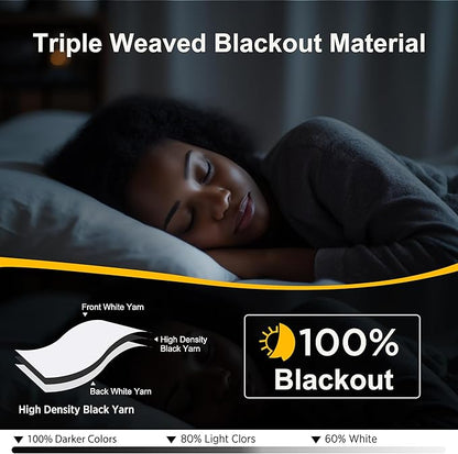 NICETOWN 100% Blackout Window Curtain Panels 78 inch Length for Living Room, Set of 2, Snow White, 55 inches Wide, Thermal Insulated Drapes