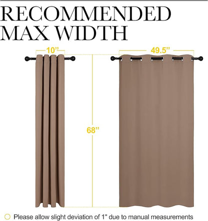 NICETOWN Blackout Window Curtains and Drapes for Kitchen, Window Treatment Thermal Insulated Solid Grommet Blackout Drapery Panels (Set of 2, 55 by 68 inches, Cappuccino)