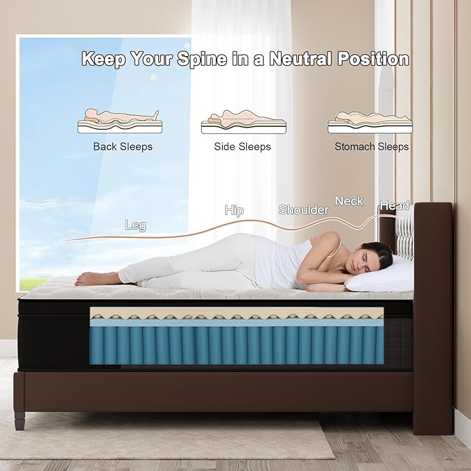 Full Mattress, 12 Inch Hybrid Mattresses Eurotop with Gel Memory Foam,Motion Isolation Individually Wrapped Pocket Coils Breathable Comfort Soft Pressure Relief 100 Night Trial