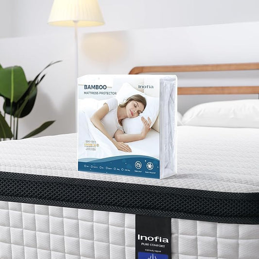 Inofia Twin Mattress 12 inch Hybrid Twin Size Mattresses Cool Bed with Waterproof Mattress Protector Included, Medium Firm Feel, Motion Isolation, 101 Nights Trial