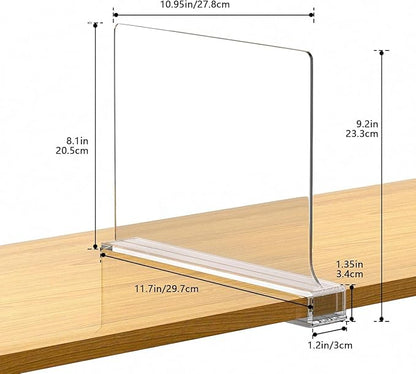 Aolloa 8 PCS Shelf Dividers for Closet Organization Acrylic Clear Closet Shelf Divider for Wooden Shelving Suitable for Wooden or Vertical Shelves Or Bedroom, Kitchen and Office