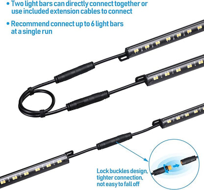TORCHSTAR LED Safe Lighting Kit 3CCT, (6) 12 Inch Linkable Light Bars, Motion Sensor, 3000K/4000K/5000K Selectable, 900LM Safe Light Kit for Gun Safe Under Cabinet Locker Closet, UL Power Adapter