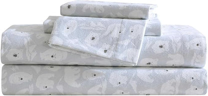 Eddie Bauer - Flannel Sheets Full Size, Anti-Pilling & Wrinkle Resistant Cotton, Touchably Soft for All-Season Comfort - Bed Sheets with Matching Pillowcases & Fitted Sheet (Explorer Bears Grey)