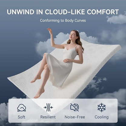 ELEMUSE 4 Inch Gel Memory Foam Mattress Topper King Size Pressure-Relieving Mattress Topper for Back Pain,Non-Slip Design with Removable & Washable Cover, CertiPUR-US