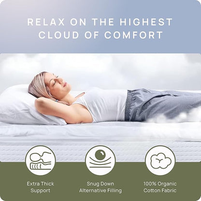 Soft & Cooling Pillow Top Mattress Topper California King with 300TC Cotton Cover, Extra Thick Plush Bed Topper for Back Pain, Overfilled Mattress Pad Cover for Firm Mattress, Fit to 6”-22” Mattress.