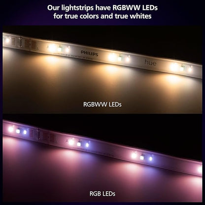 PHILIPS Hue Indoor 10 Ft Smart RGBWW LED Solo Lightstrip Base Kit, 1 Pack, Control with Hue App, LED Strip Lights Compatible with Alexa, Google Assistant and Apple HomeKit