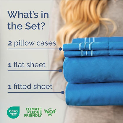 Full Size 4 Piece Sheet Set - Comfy Breathable & Cooling Bed Sheets Set - Hotel Luxury Bedding for Women, Men, Kids, Teens, Boys & Girls - Deep Pockets, Soft and Wrinkle Free - Oeko-Tex - Royal Blue
