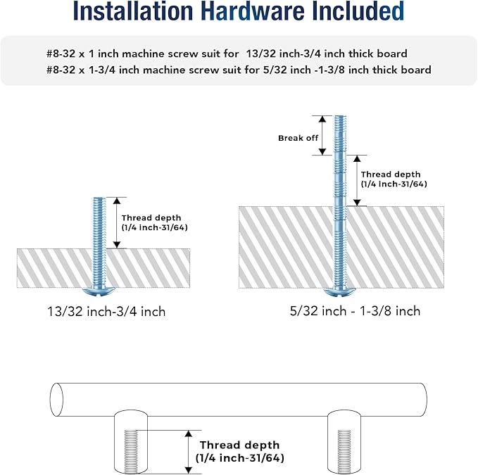 JOY DECOR 60 Pack Cabinet Handles, Brushed Nickel Cabinet Pulls, 5 in Hole Center Kitchen Cabinet Handles, Stainless Steel T Bar Handles for Dresser Drawers