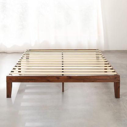 Mellow Naturalista Classic 12 Inch Solid Wood Platform Bed with Wooden Slats, Cal King, Espresso