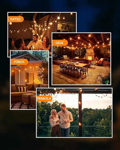 Svater Outdoor String Lights Waterproof 100 FT, LED Patio Lights Outside with 52 Shatterproof G40 Bulbs, Dimmable Hanging Globe Lighting for Bistro Backyard Cafe Market Porch, Warm White 2700K