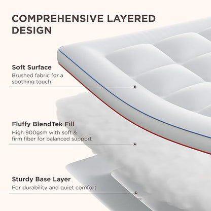 Bedsure Twin Mattress Topper - Pillow Top Mattress Pad Cover with Deep Pocket Fits up to 21 Inches, Plush Soft Bed Topper for Back Pain Relief, Overfilled with Down Alternative Filling, White