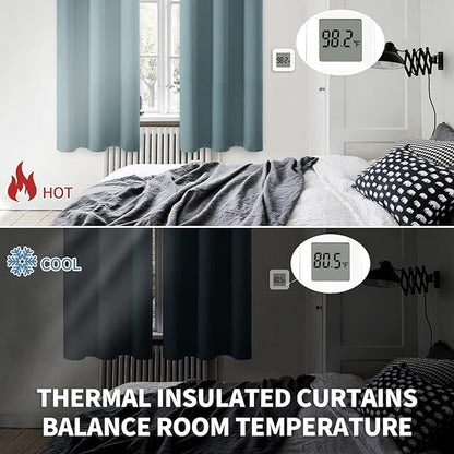 BGment Room Darkening Curtains 63 Inches Long - Grommet Thermal Insulated Drapes Window Treatment Curtains for Bedroom, 2 Panels, 52 x 63 Inch, Stone Blue