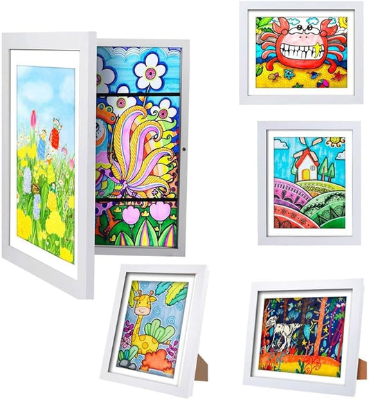 [3-Pack] Kids Artwork Frames Changeable - Kids Art Frame,Front Opening Holds 150,Children Art Projects Kids Art Frames,10x12.5 Picture Frame for Display Kid Art Work,With Storage(White)