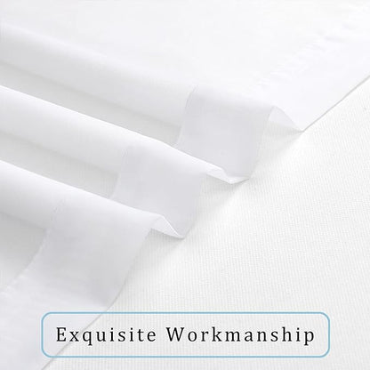 OWENIE Short Sheer Curtains 30 Inches 2 Panels Set, Kitchen Curtains Tiers Light Filtering Rod Pocket Cafe Curtain for Bathroom Small Half Window, 42 in W x 30 in L, White