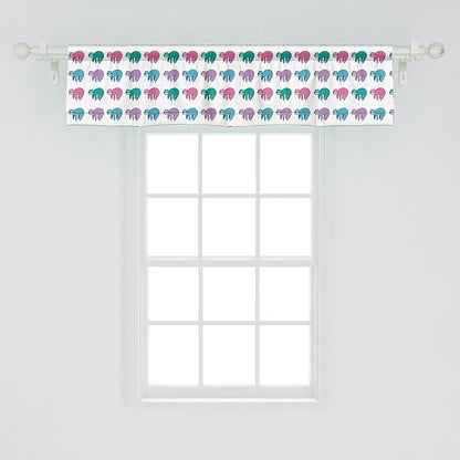 Ambesonne Funny Sloth Window Valance, Colorful Art Repeating Lazy Animal on Plain Backdrop, Curtain Valance for Kitchen Bedroom Decor with Rod Pocket, 54" X 12", Dark Seafoam Pink