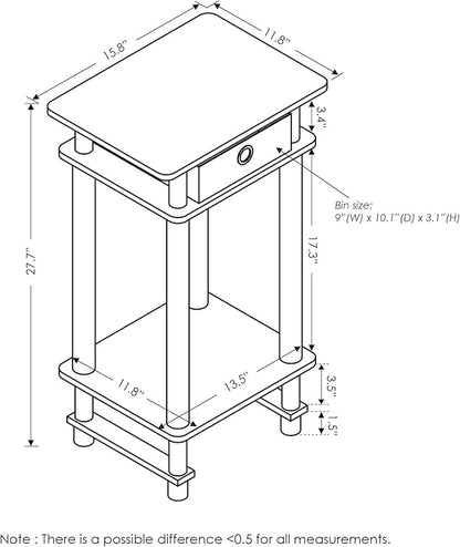 Furinno Turn-N-Tube Tall End Table, Columbia Walnut/Black/Dark Brown